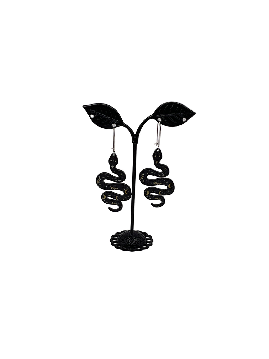 Celestial Black Snake Earrings