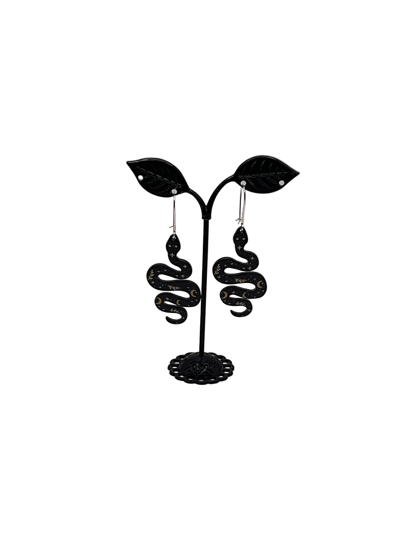 Celestial Black Snake Earrings