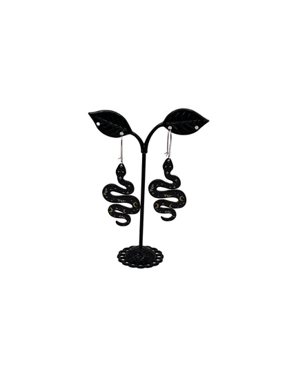 Celestial Black Snake Earrings
