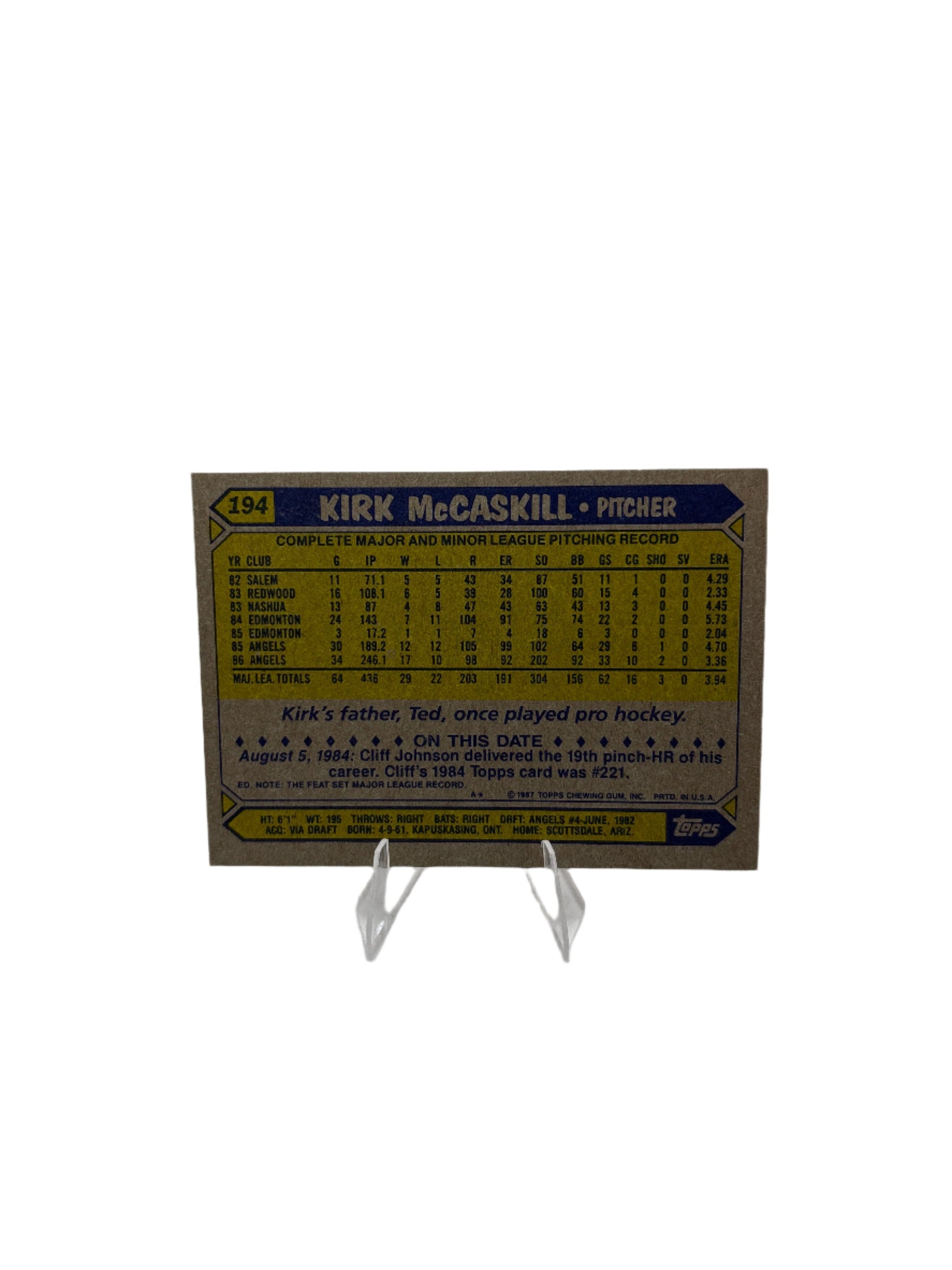 Topps Kirk McCaskill