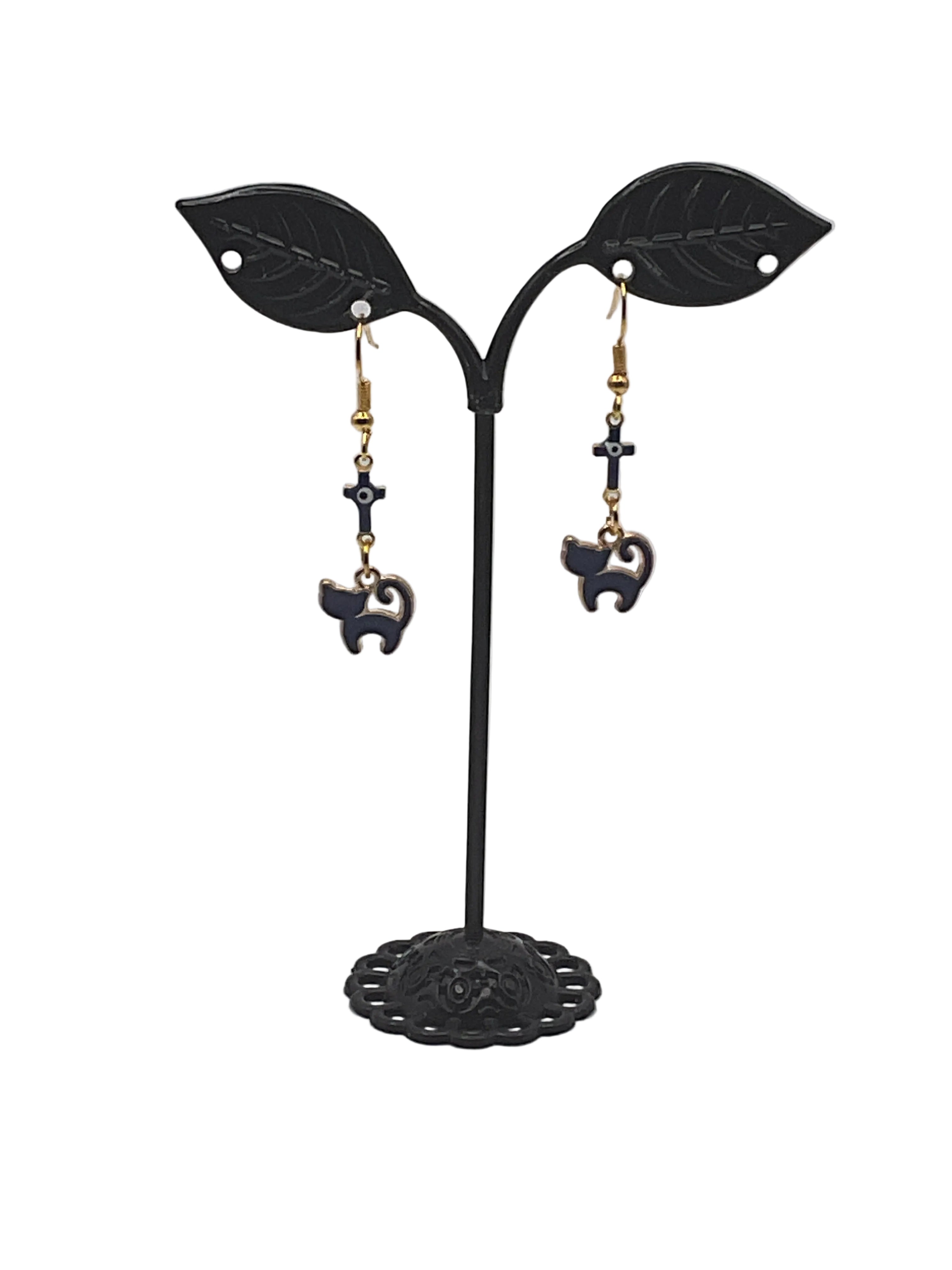Kitties,Crosses and Crystal Earrings