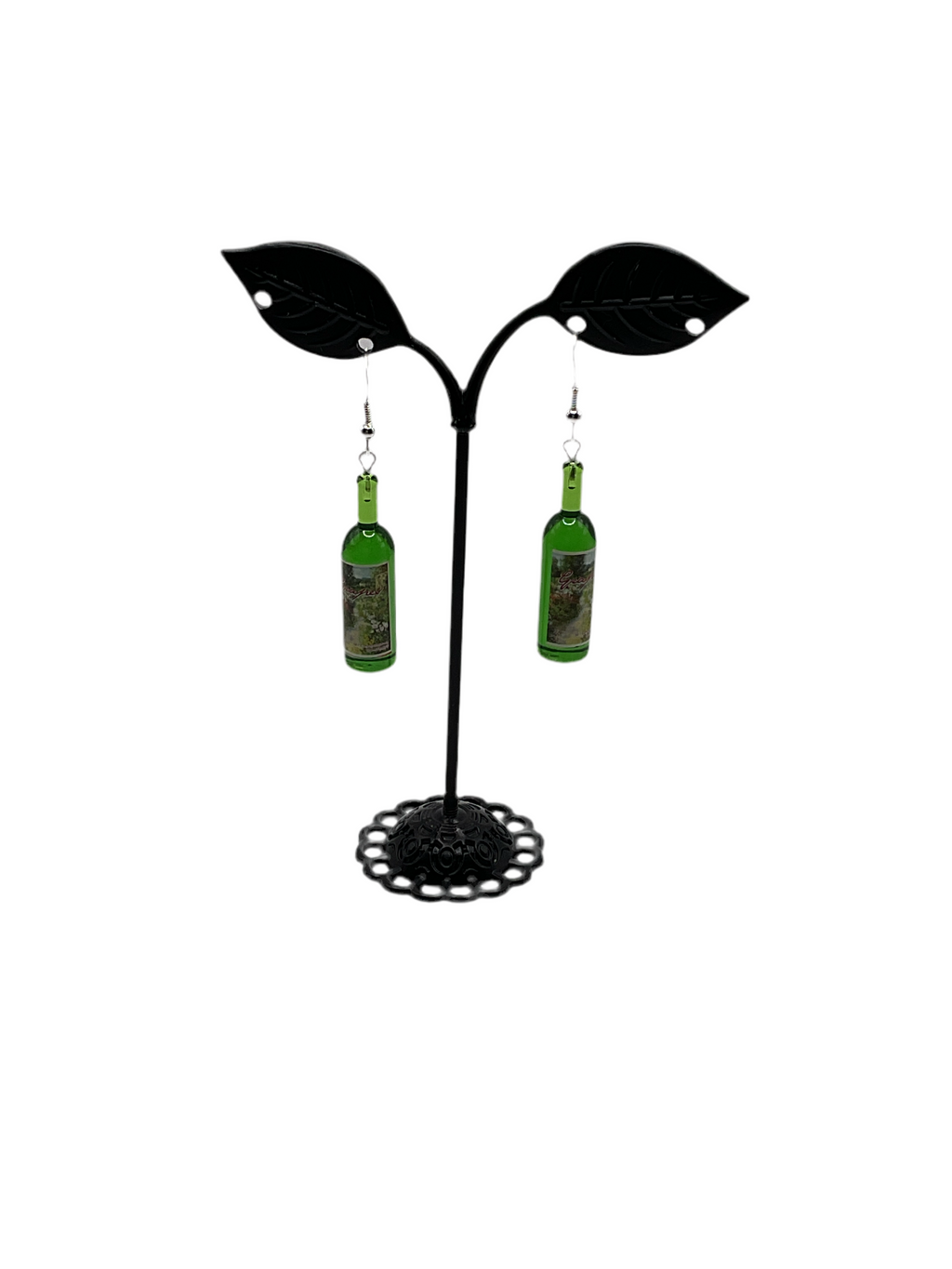 Green Wine Bottle Earrings