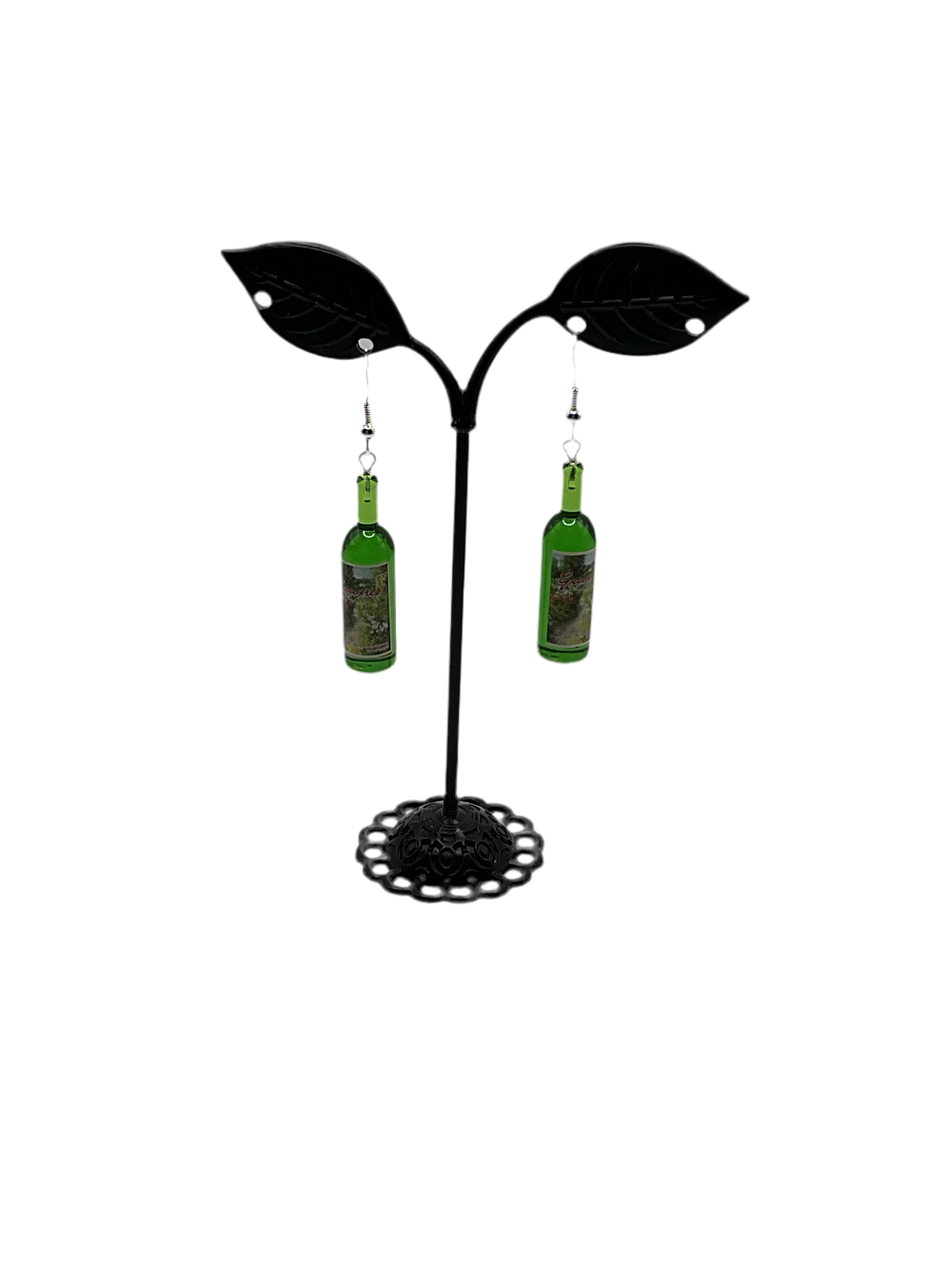 Green Wine Bottle Earrings