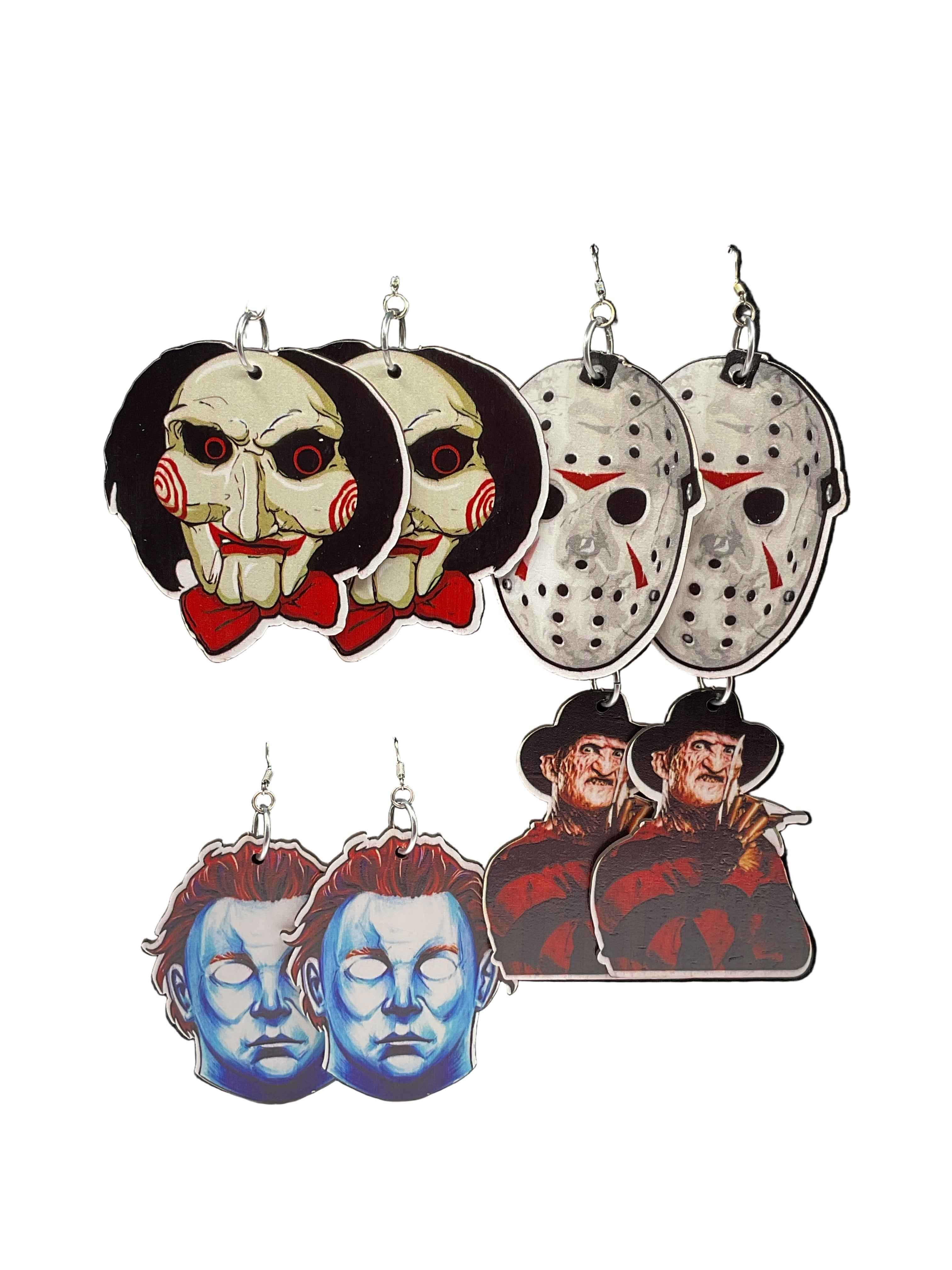 Large Wooden Horror Earrings Main image
