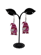 Breast cancer gnome earrings