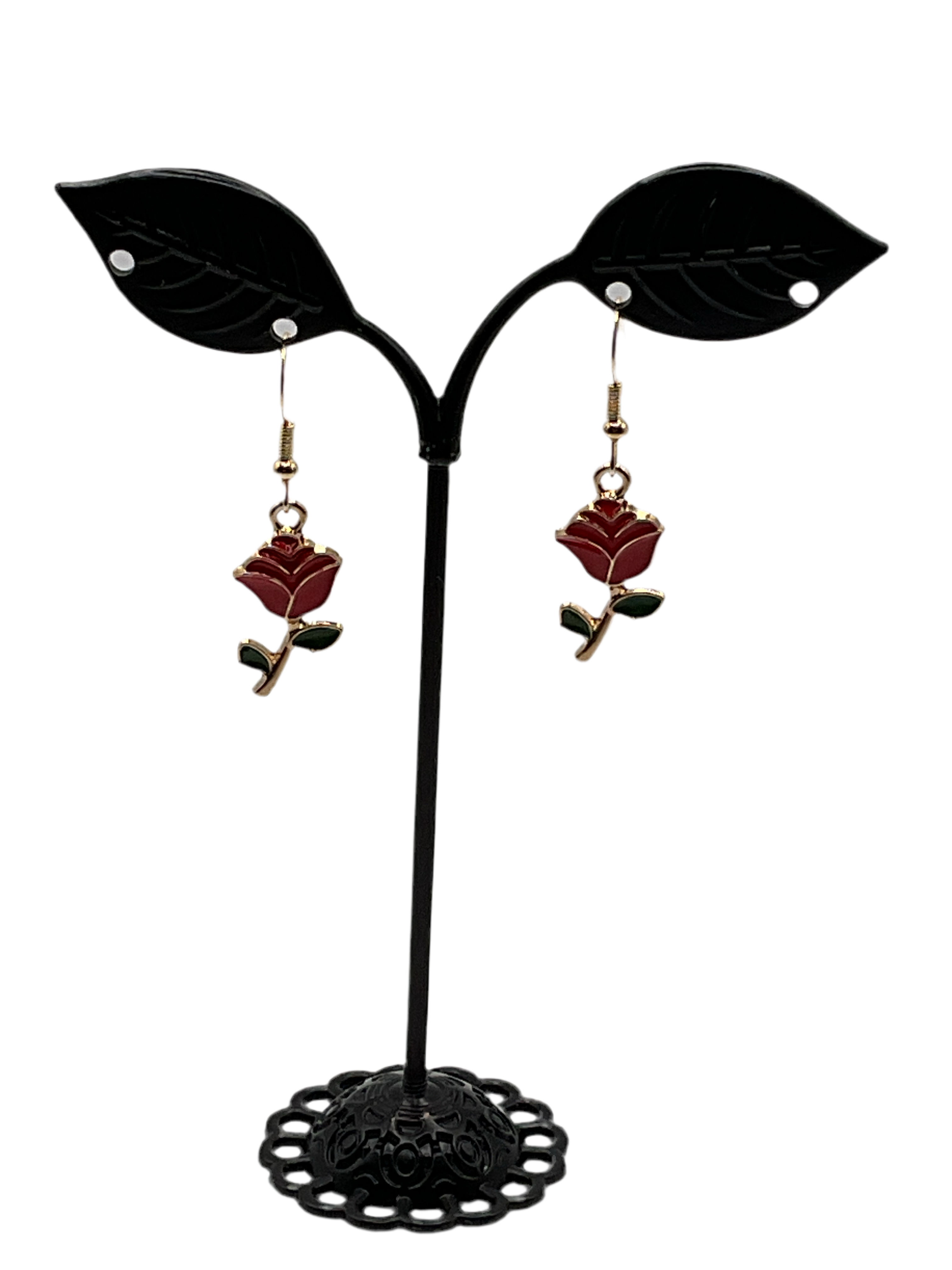 Red Rose Earrings