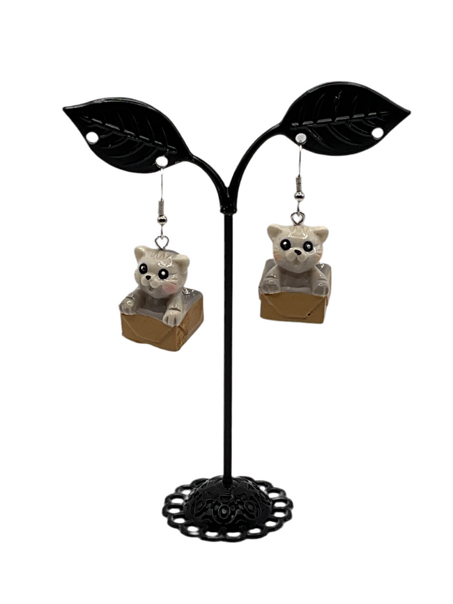 Kitty Cat in a Box Earrings Hover Image