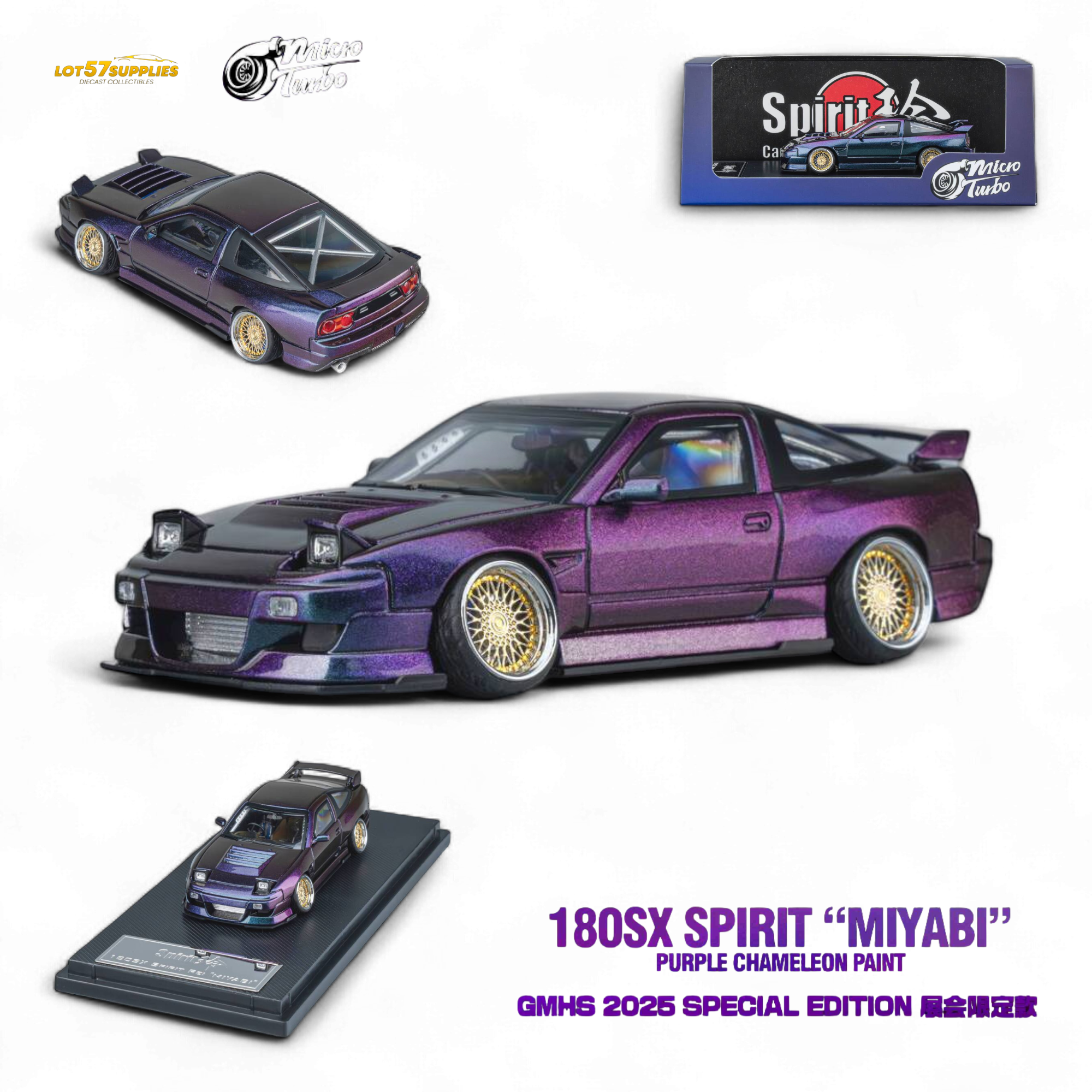 MicroTurbo Custom 180SX Spirit Rei - Purple Chameleon GMHS 2025 Special Edition 1:64