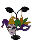 Mardi Gras Wooden Earrings