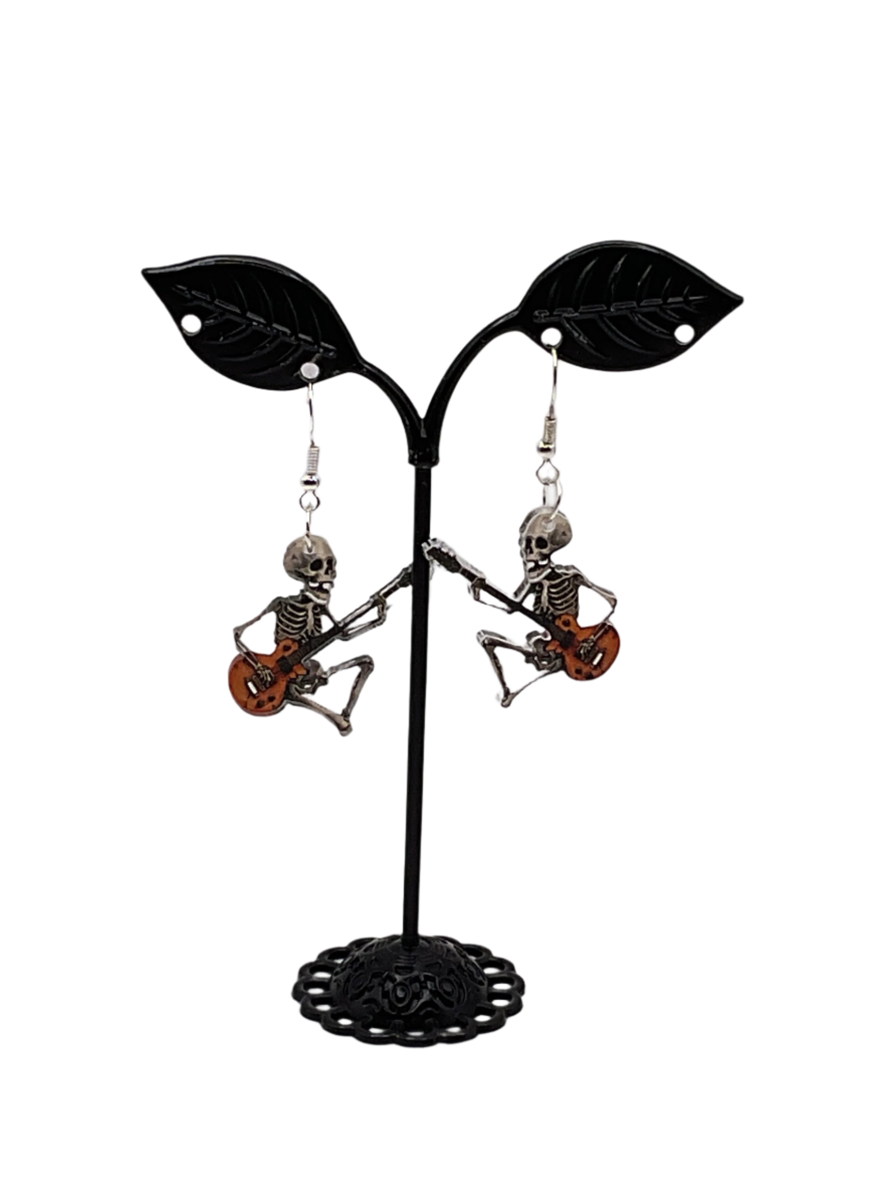 Skelton with Guitar earrings Main image