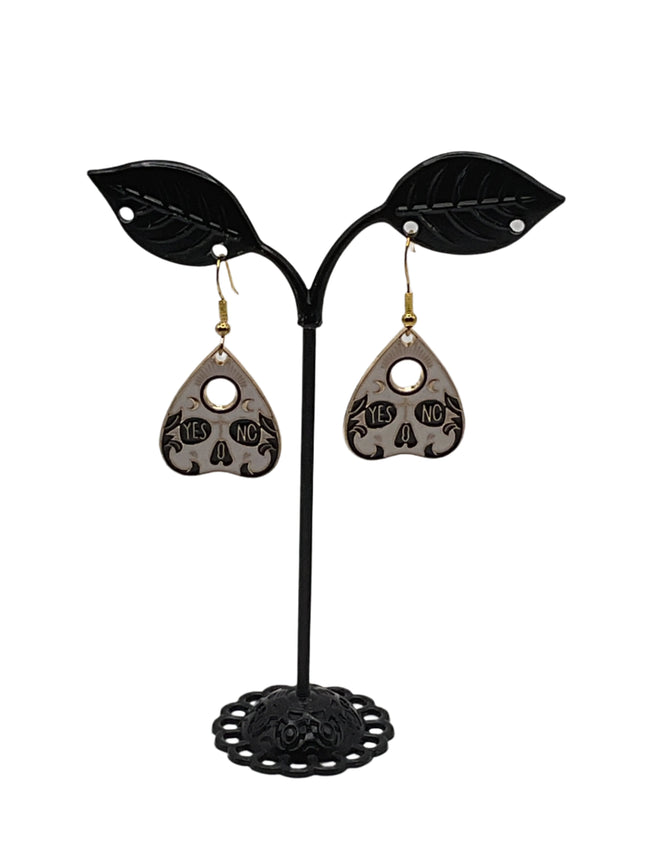 Skull Ouija Planchette Earrings Hover Image