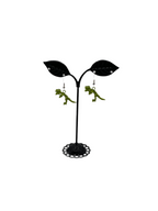 Green Dinosaur Skeleton Earrings