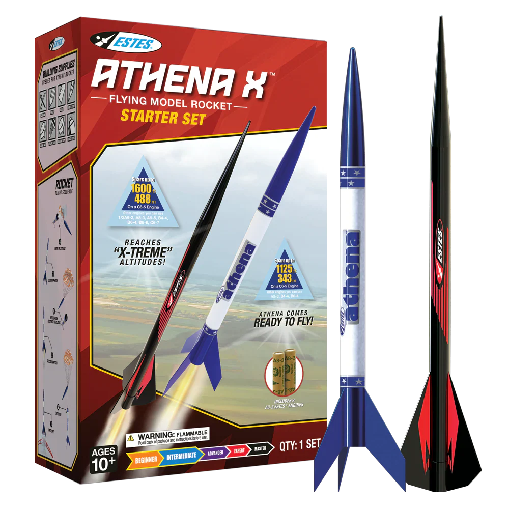 ESTES Athena X Starter Set Rocket-Building Kit, Beginner Flying-Rocket-Model Kit for Ages 10+