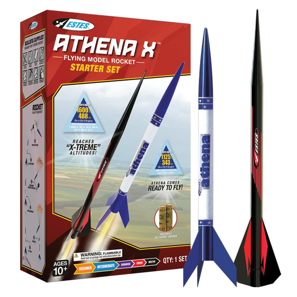 Athena X Starter Set Rocket-Building Kit, Beginner Flying-Rocket-Model Kit for Ages 10+