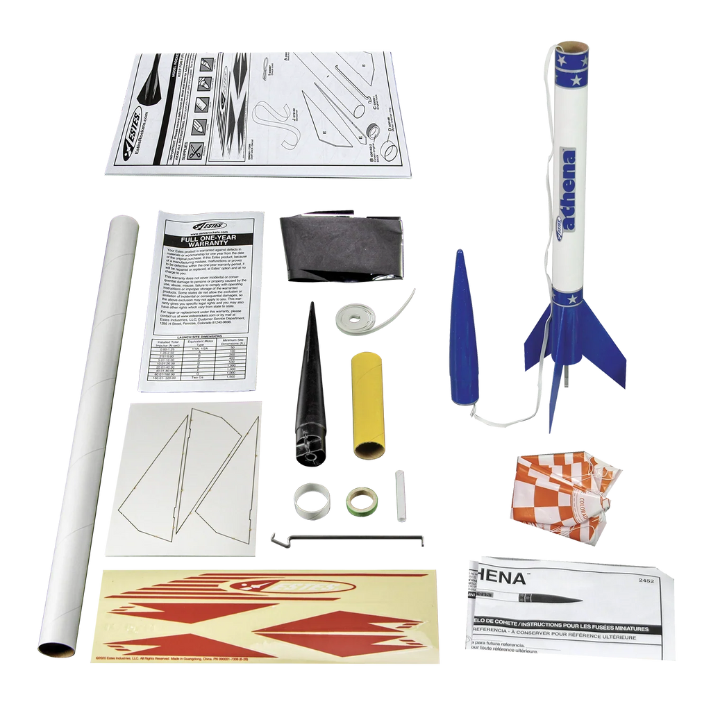 ESTES Athena X Starter Set Rocket-Building Kit, Beginner Flying-Rocket-Model Kit for Ages 10+