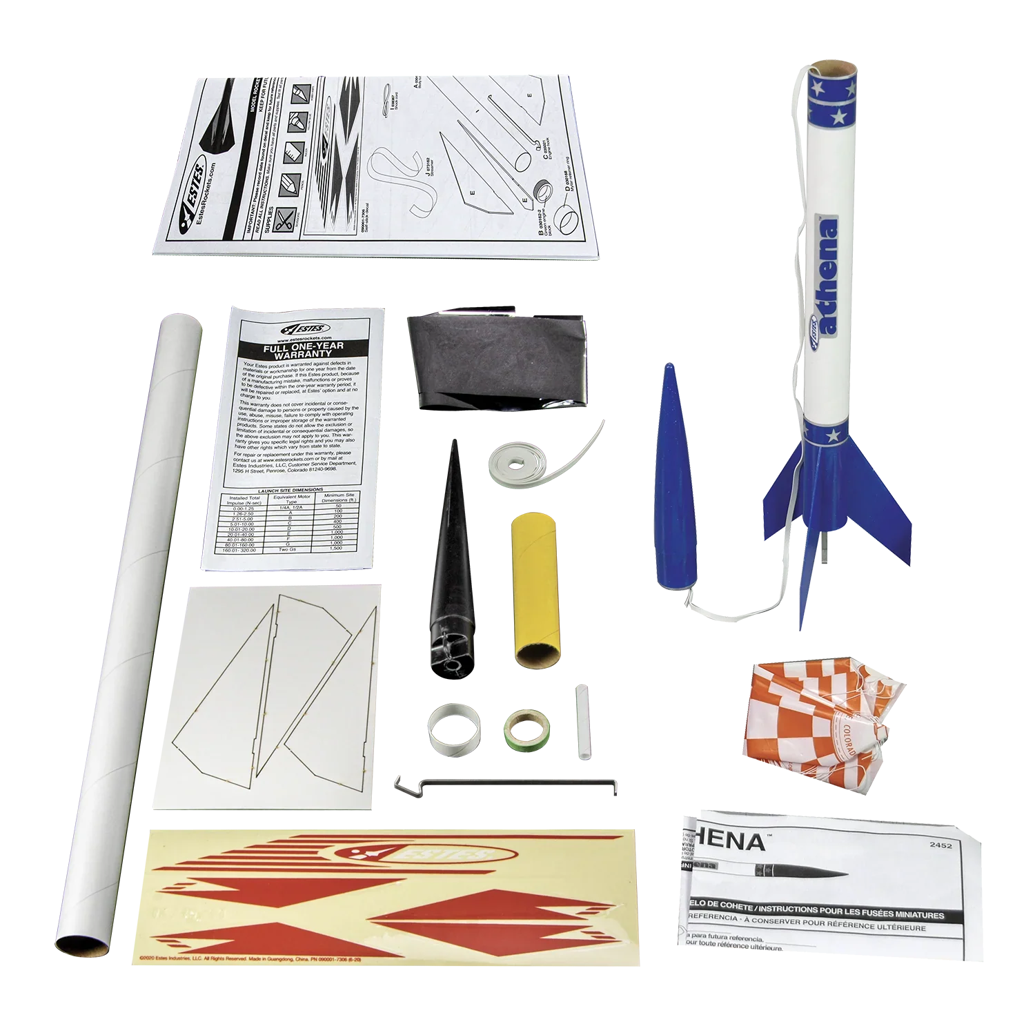 ESTES Athena X Starter Set Rocket-Building Kit, Beginner Flying-Rocket-Model Kit for Ages 10+