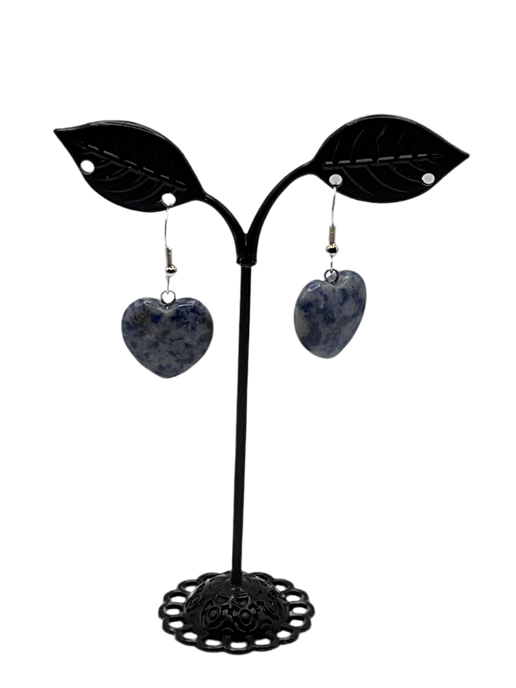 Blue Stone Heart Earrings