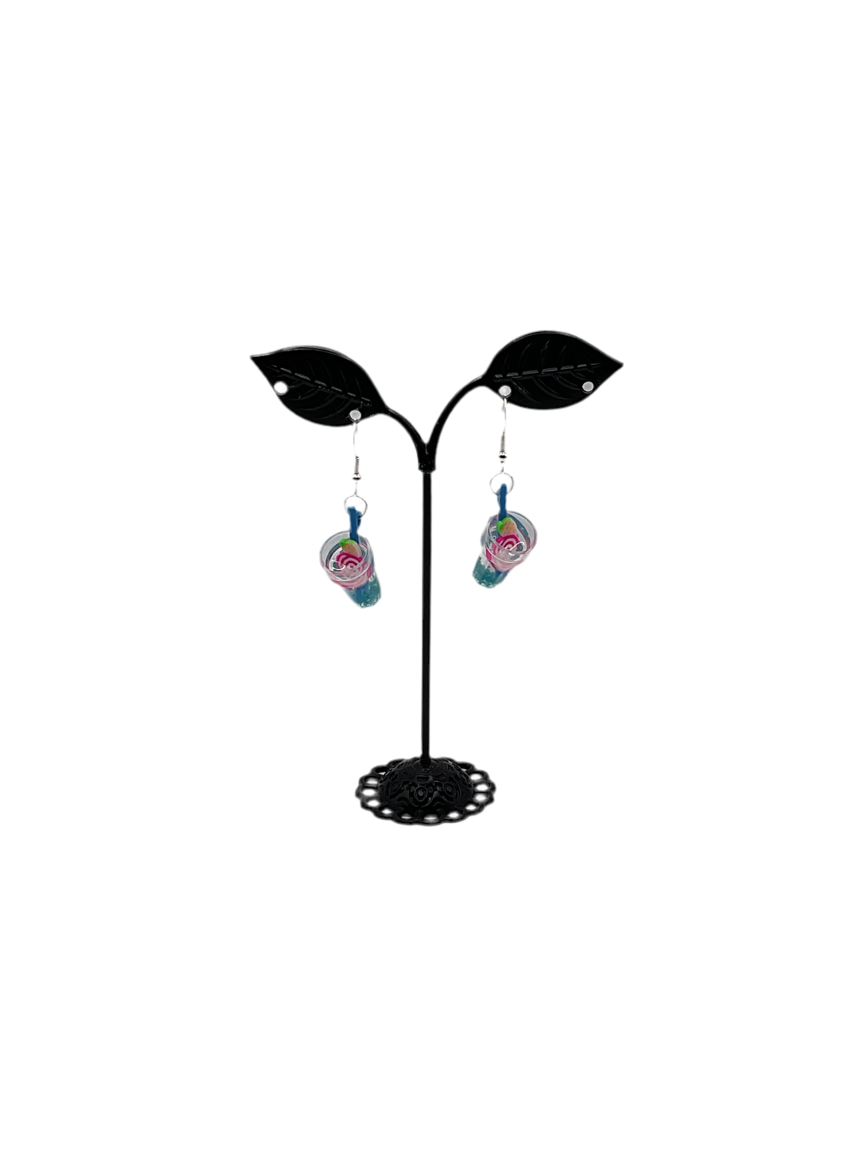 Blue and Pink Drink Earrings