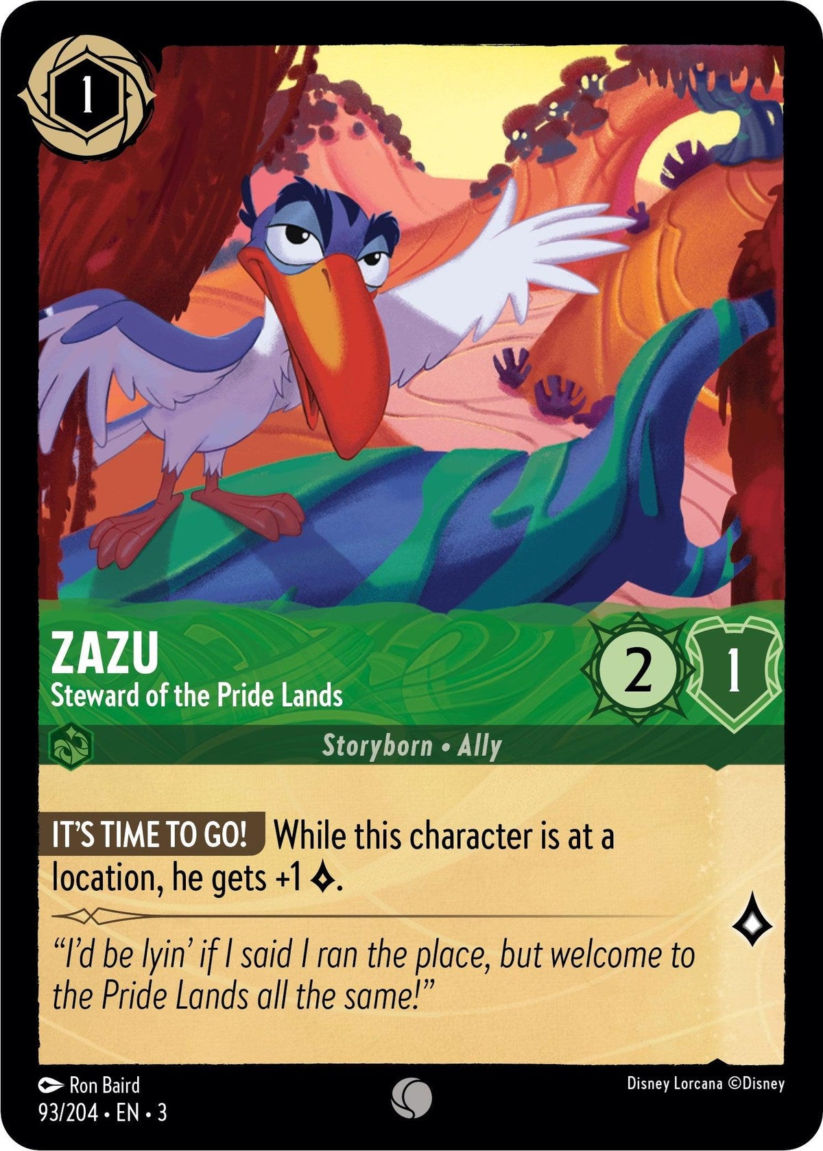 Zazu - Steward of the Pride Lands (93/204) - Into the Inklands Cold Foil Main image