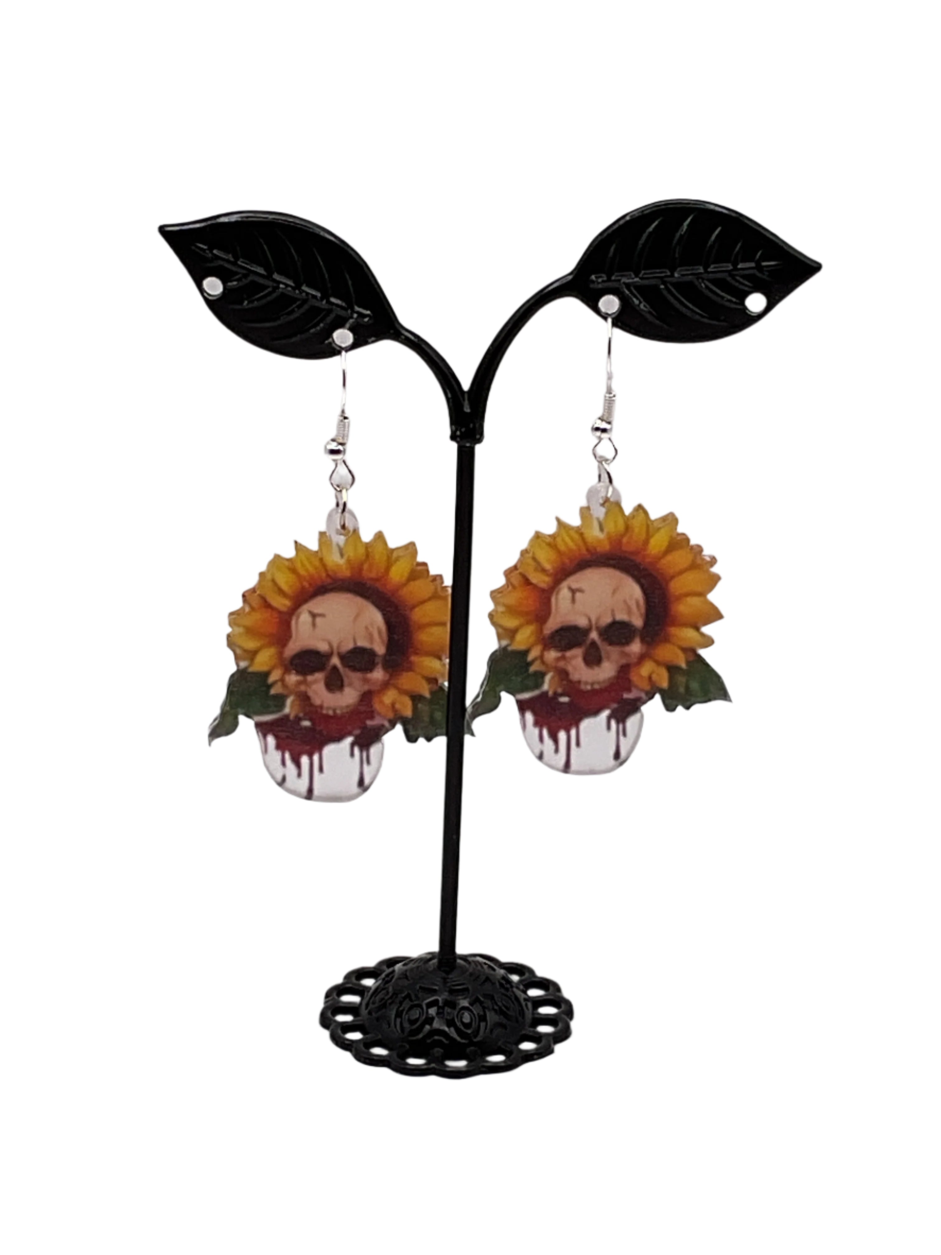 Skull In Sunflower Earrings Main image