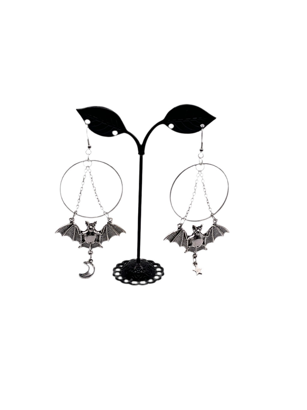 Silver bat earrings