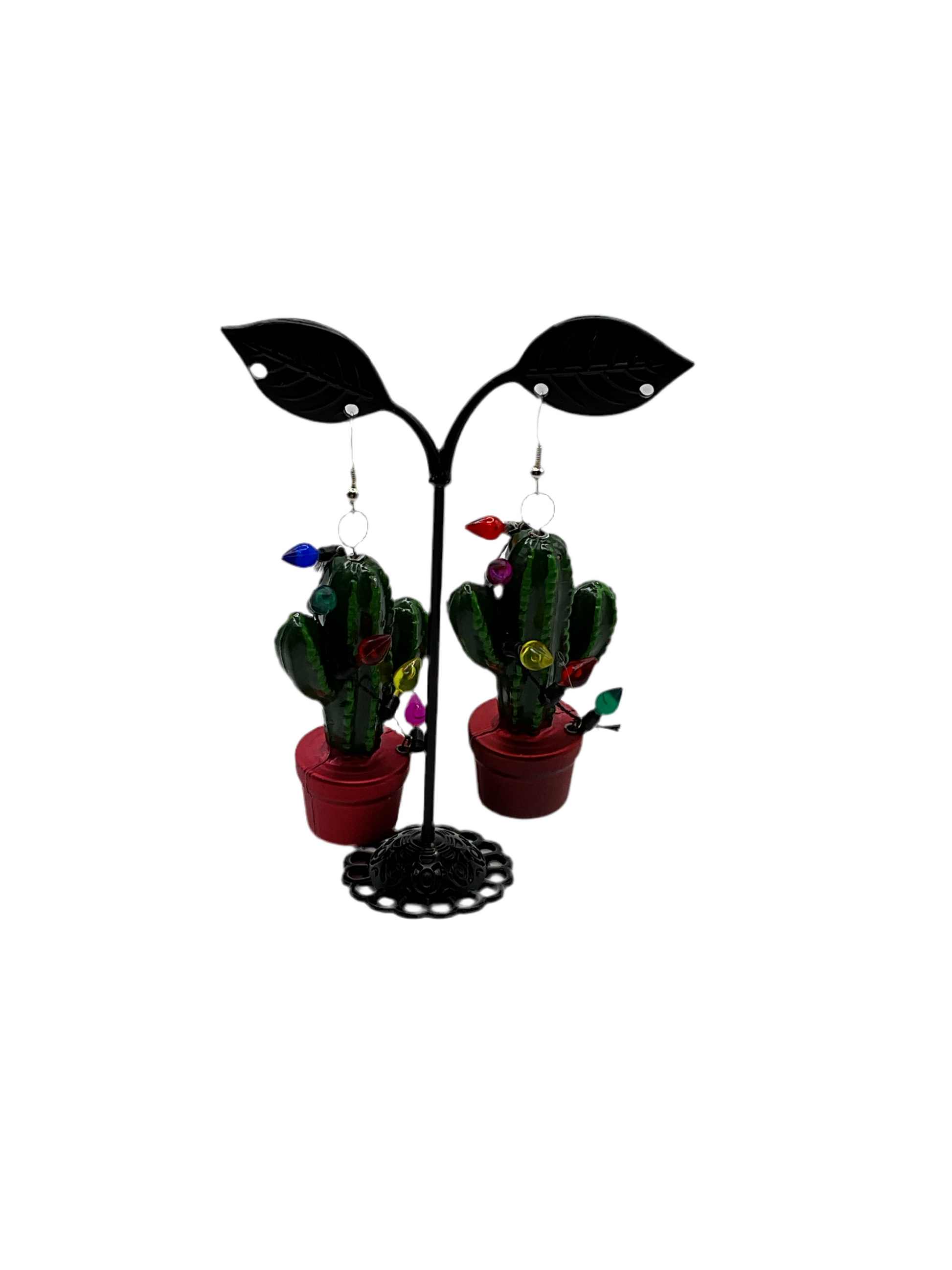 Cactus with colored lights earrings