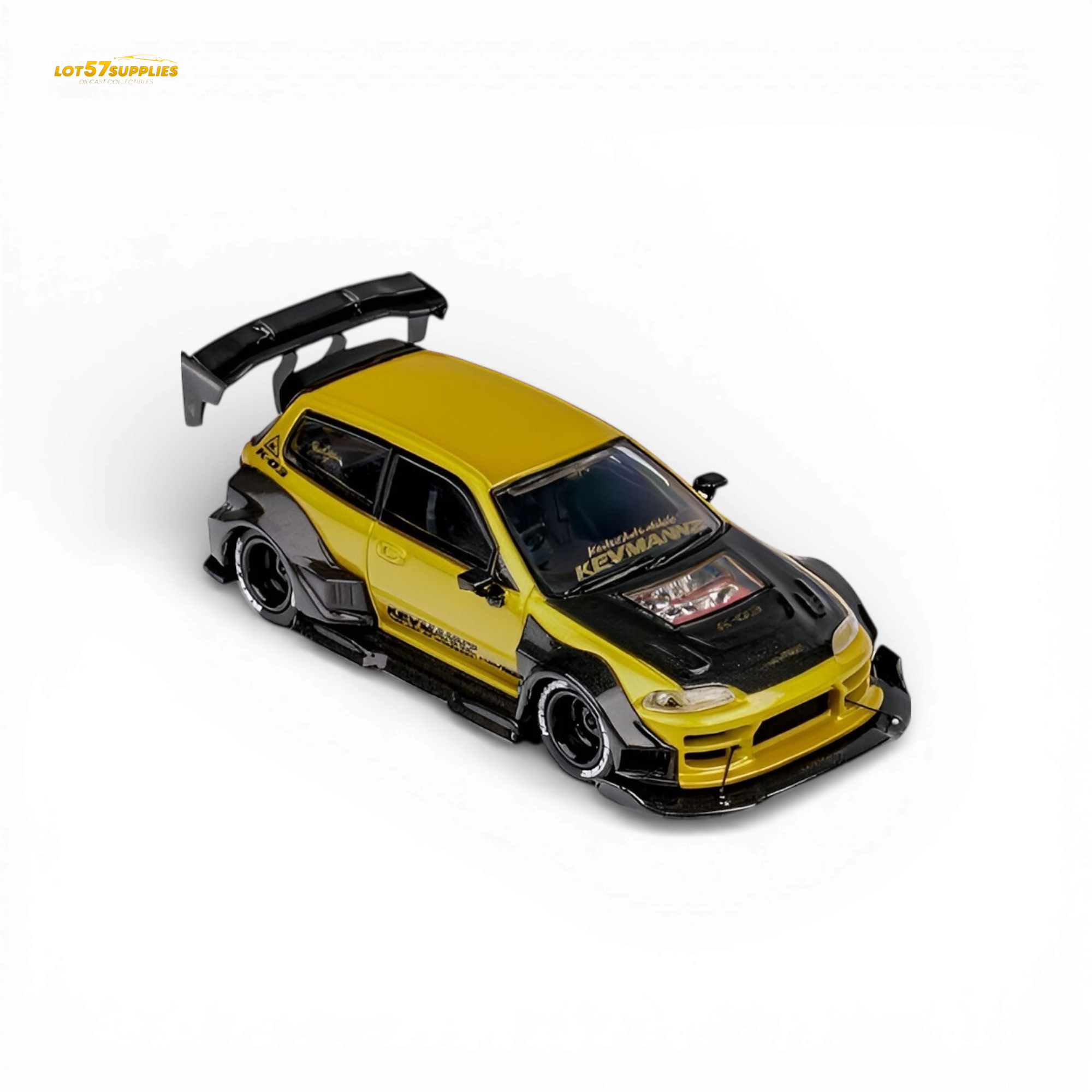 (Pre-Order) DCM Kevmannz Civic EG Ver.1 - Gold Carbon Fiber Short Tail 1:64 Main image