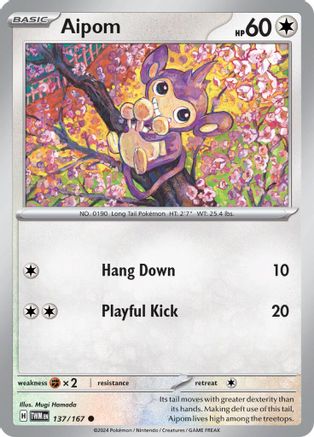 Aipom 137/167 - SV06 Twilight Masquerade Reverse Holofoil Main image