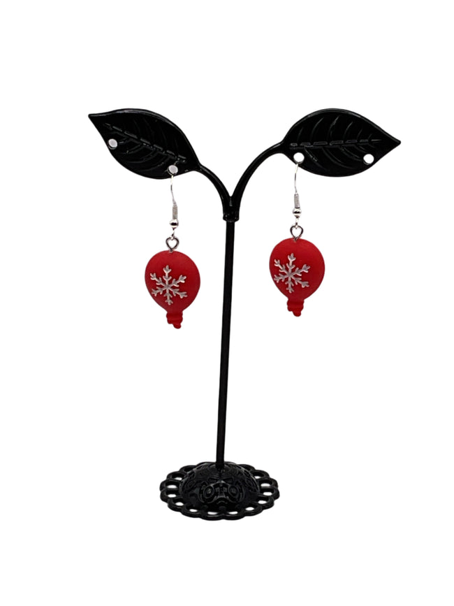 Snowflake Red Bulb Earrings Hover Image