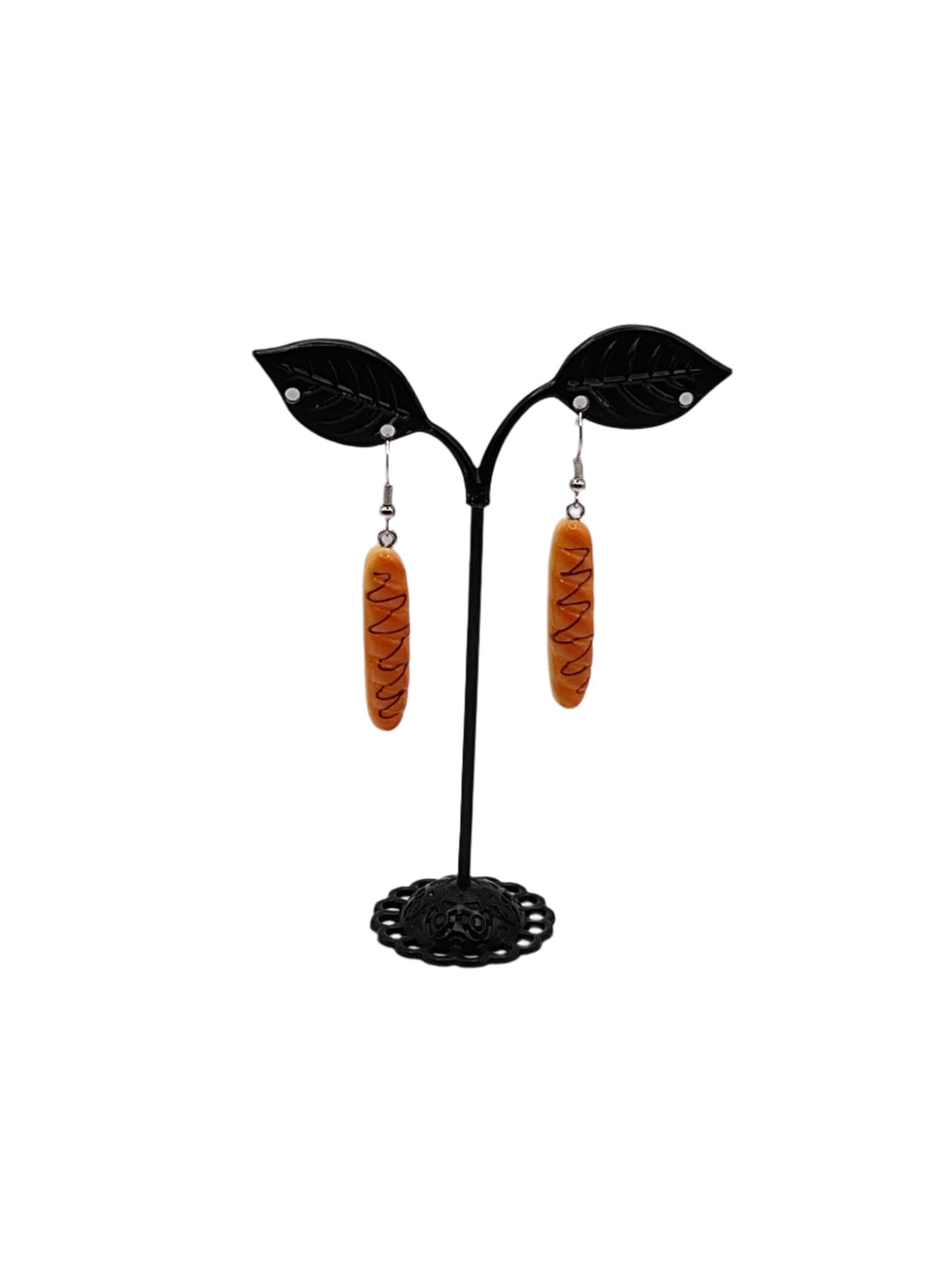 French Baguette W/Chocolate Drizzle Earrings