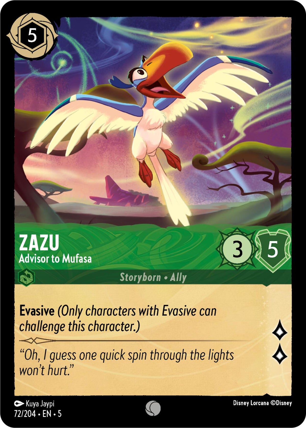 Zazu - Advisor to Mufasa (72/204) - Shimmering Skies Cold Foil Main image