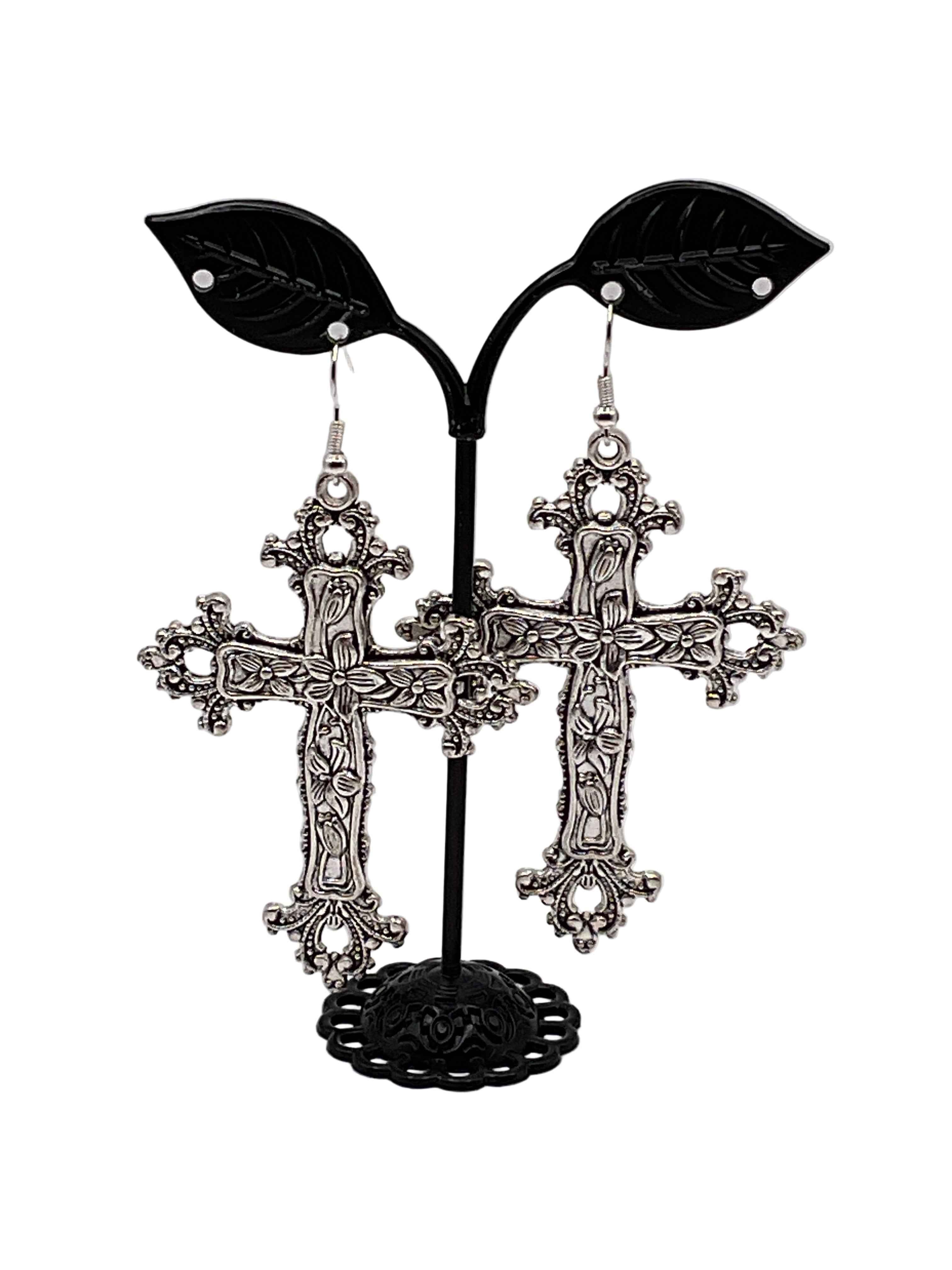 Large cross earrings