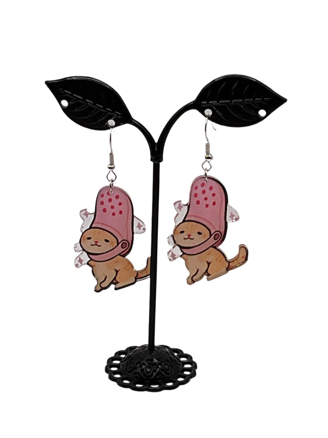 Cat with charm Shoe earrings Hover Image