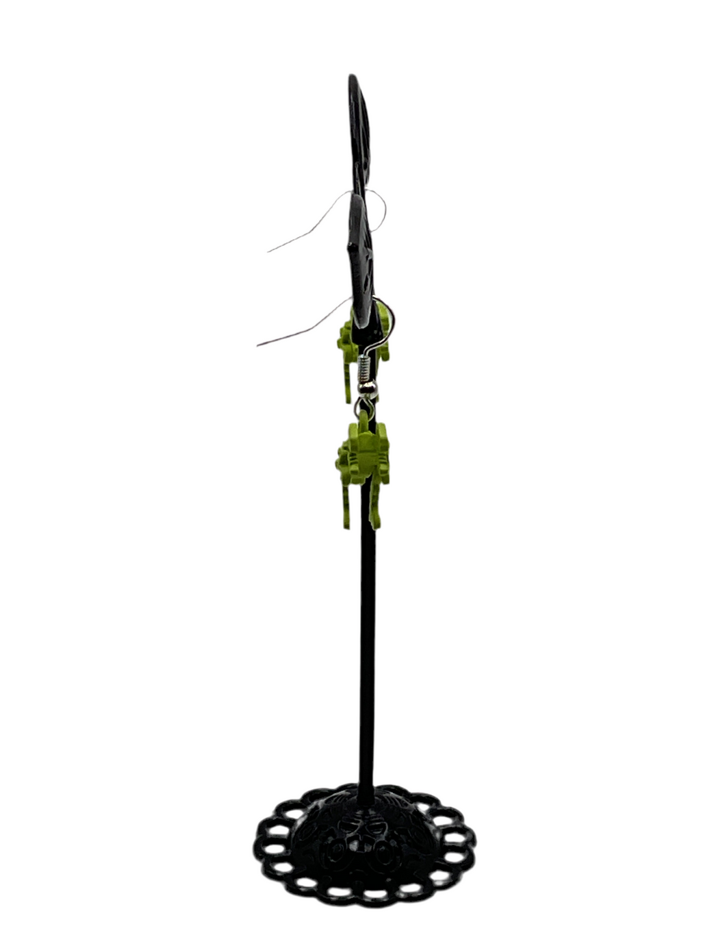 Green Dinosaur Skeleton Earrings