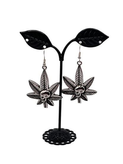 Weed and Skull Earrings