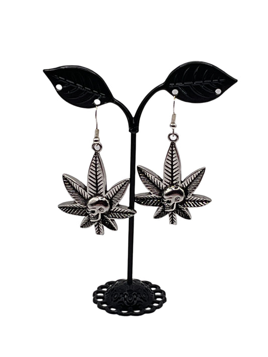 Weed and Skull Earrings