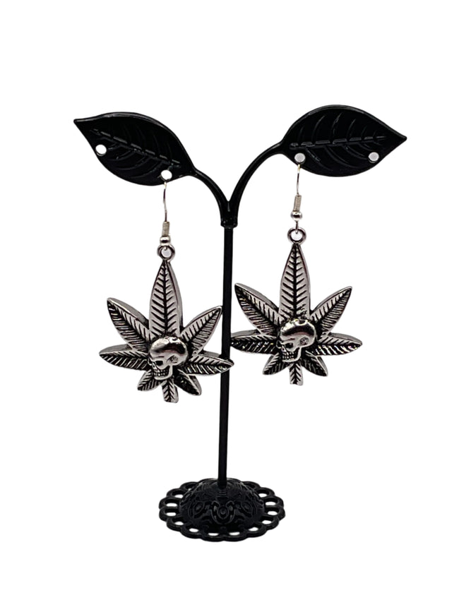 Weed and Skull Earrings Hover Image