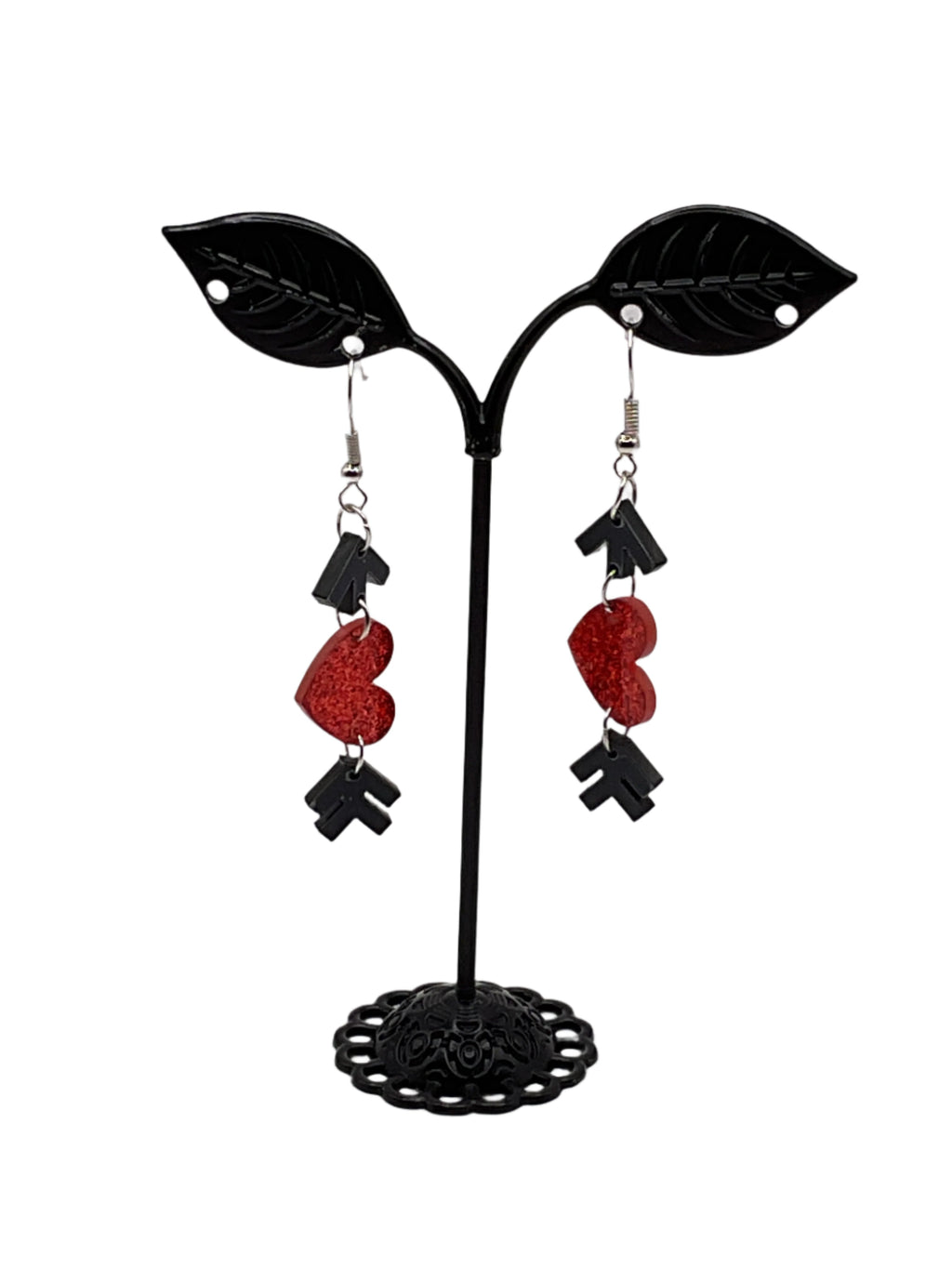 Arrow through a heart earrings