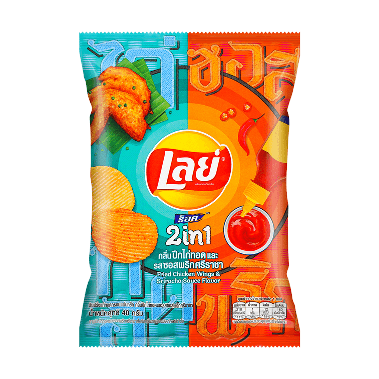 Lays 2-in-1 Potato Chips with BBQ Chicken Wings and Salsa Chili Flavor, 1.41 oz Main image