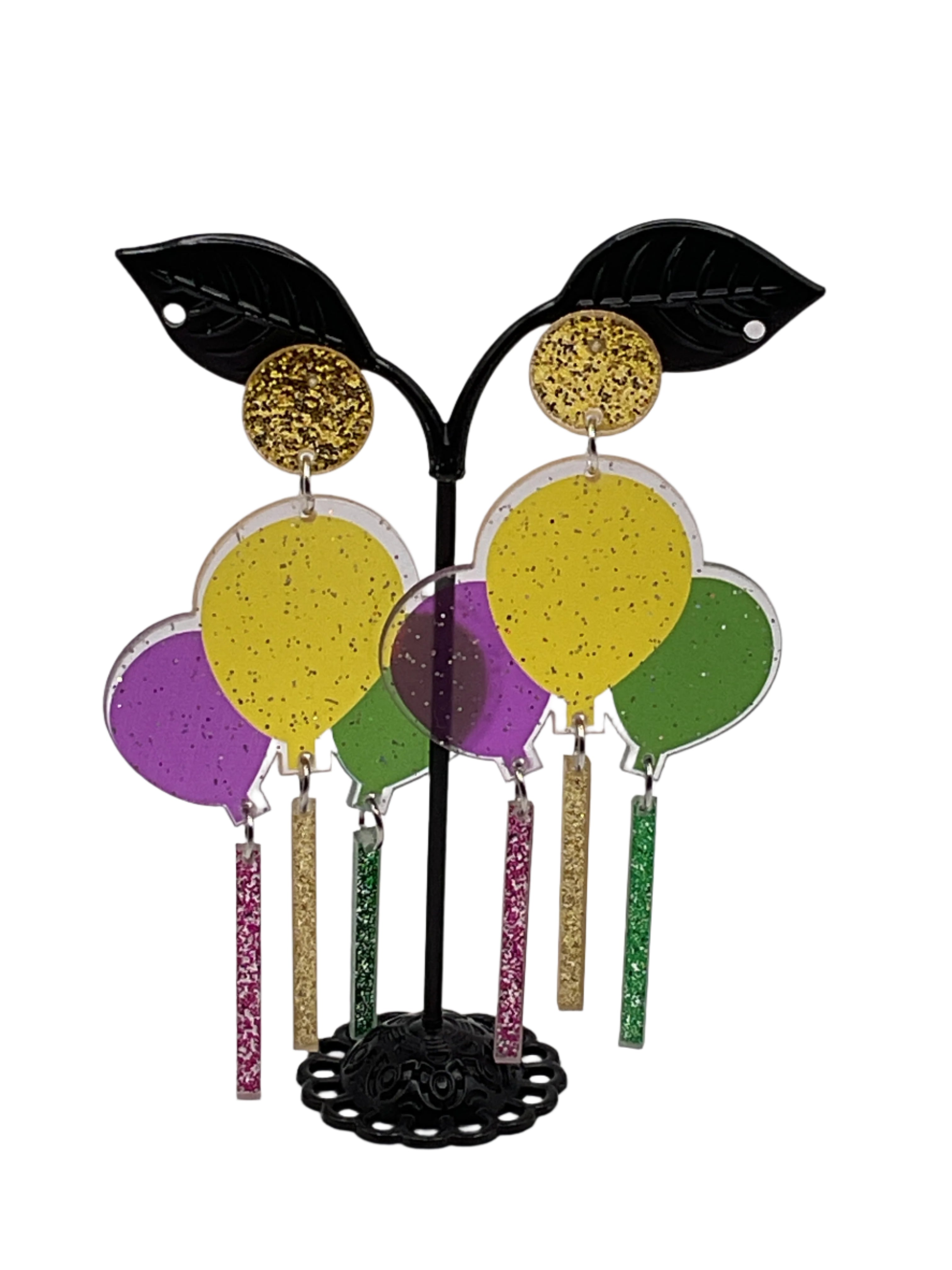 Mardi Gras Balloon Earrings Main image