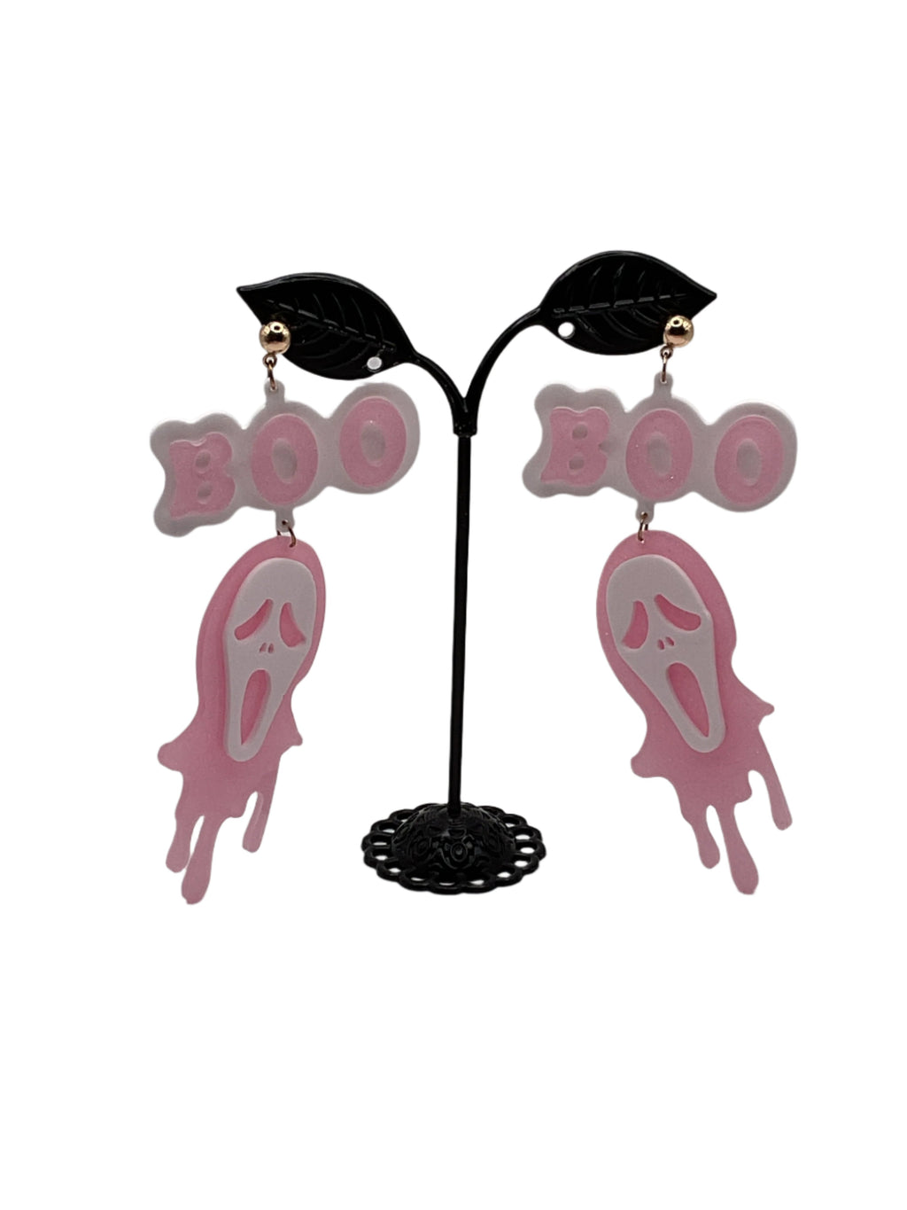 Pink scream boo earrings