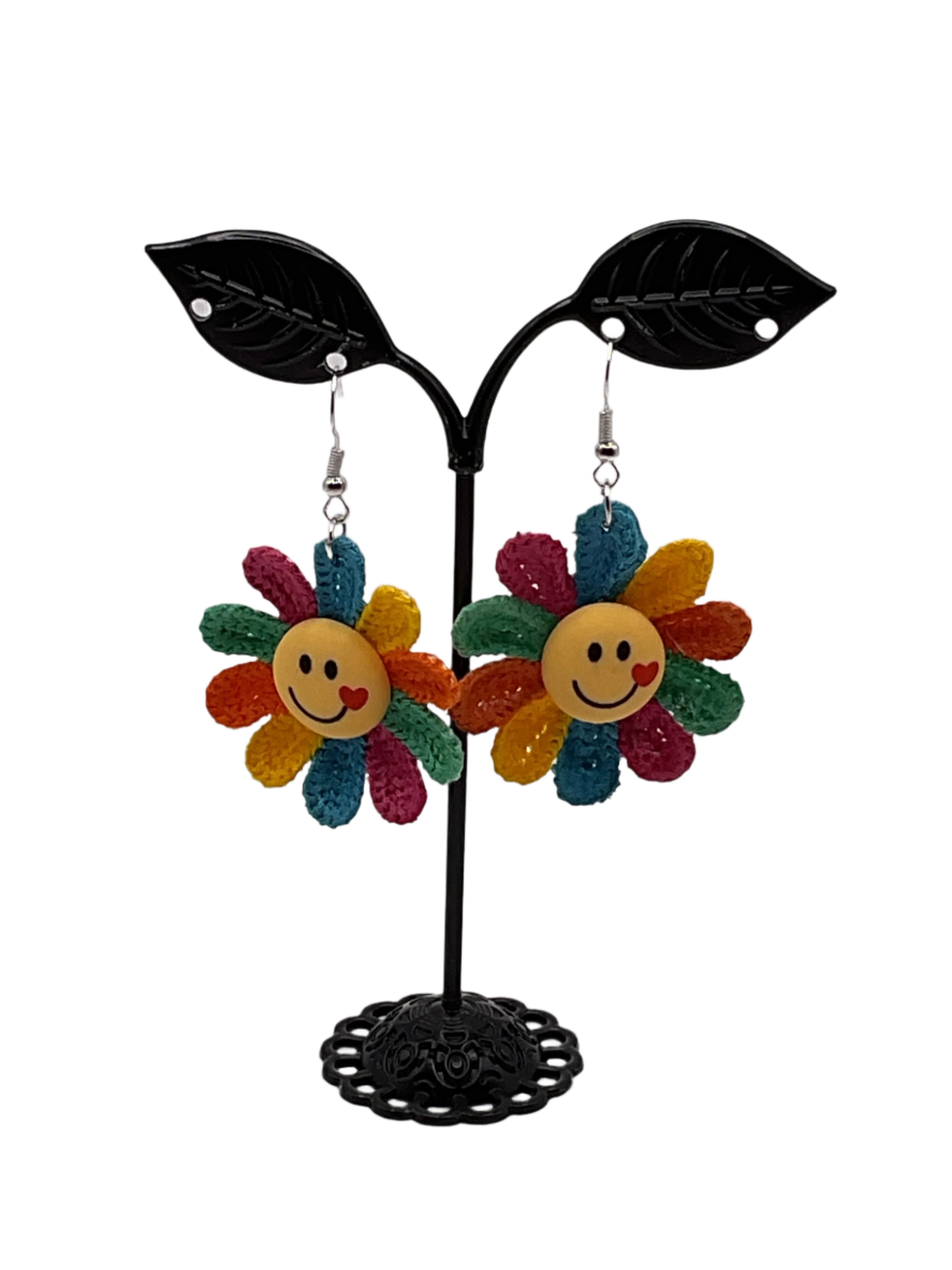 Happy face flower earrings Main image