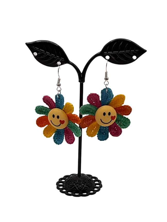 Happy face flower earrings Hover Image