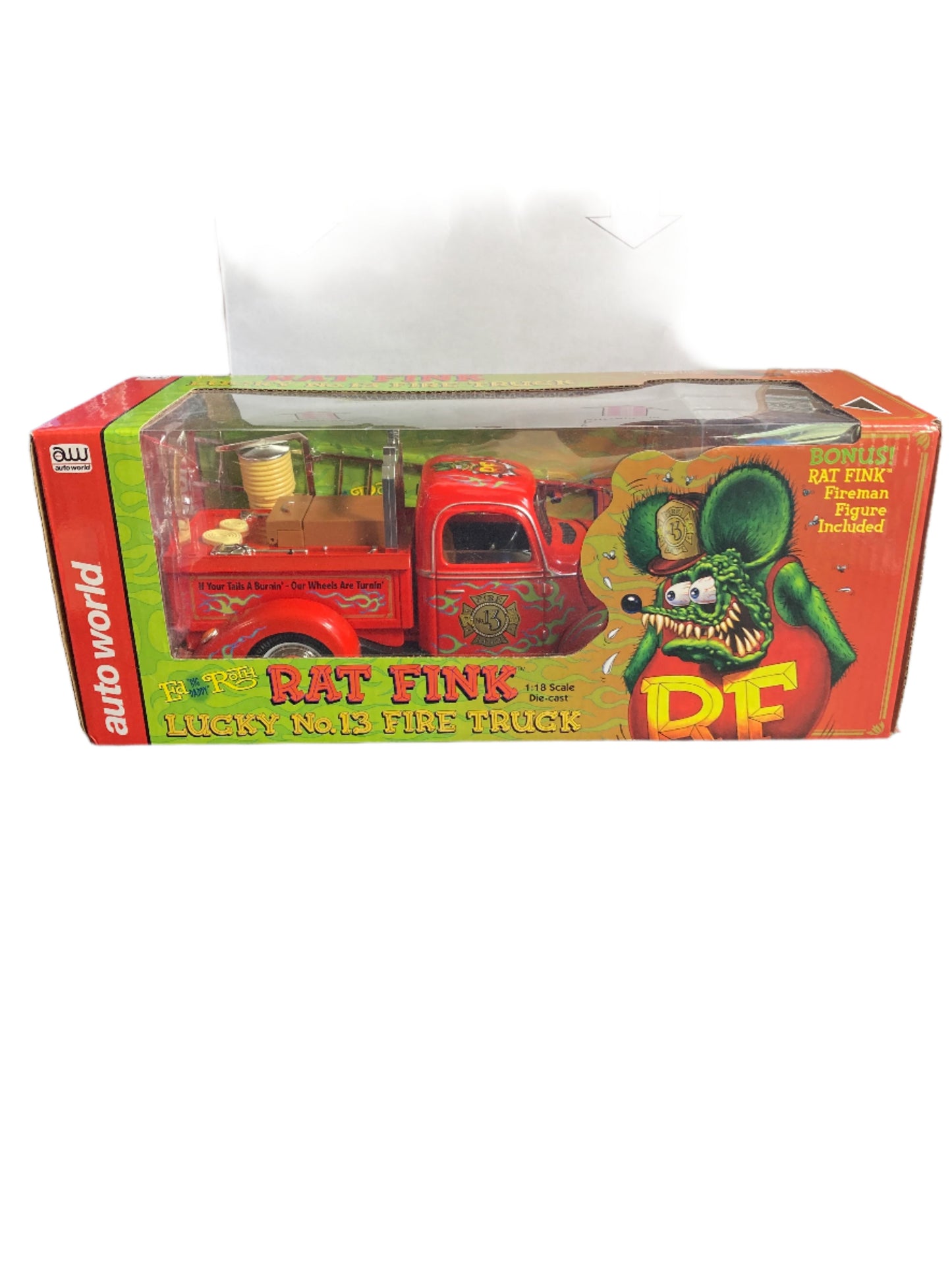 Auto World Ed Big Daddy Roth Rat Fink Lucky No. 13 Fire Truck Diecast