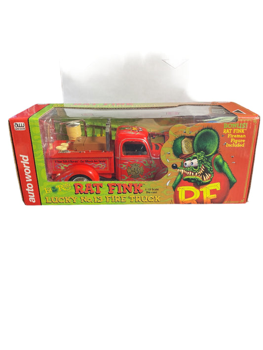 Auto World Ed Big Daddy Roth Rat Fink Lucky No. 13 Fire Truck Diecast