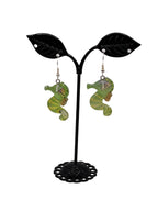 Green and Yellow Seahorse earrings