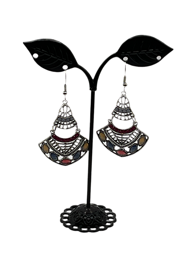 Silver and Gem Earrings Hover Image