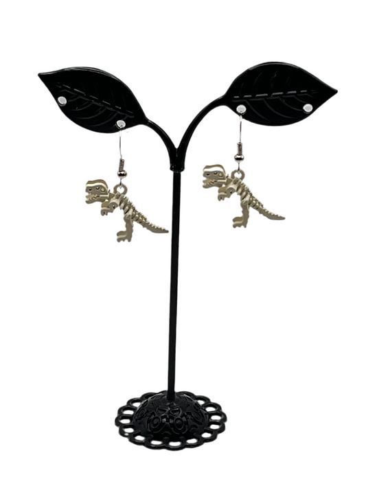 White Dinosaur Skeleton Earrings