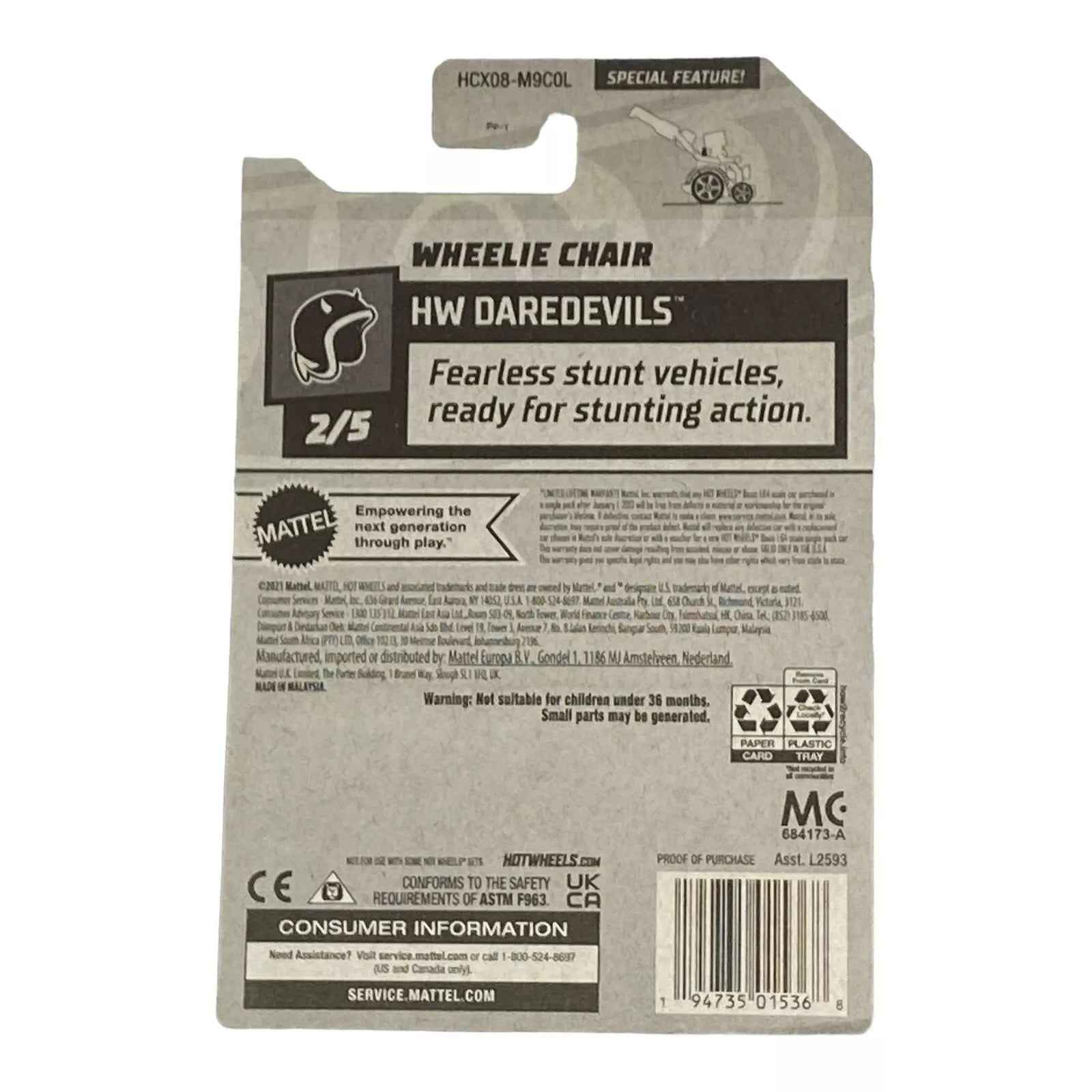 Hot Wheels Wheelie Chair - Aaron Wheelz Fotheringham - Daredevils Series 2/5 -