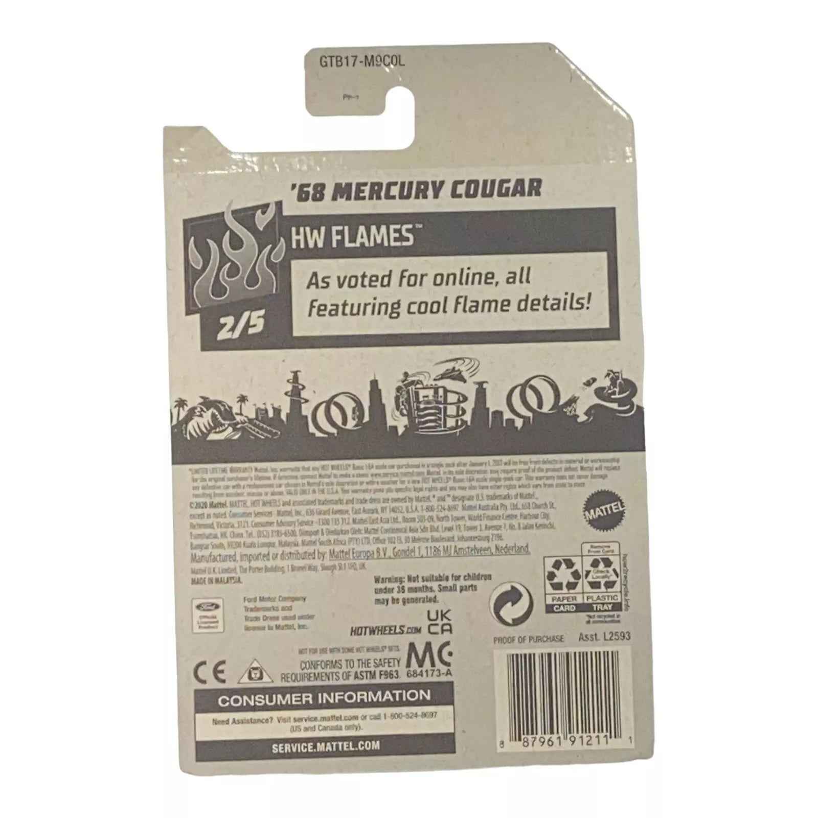 Hot Wheels '68 Mercury Cougar - Flames Series 2/5 -